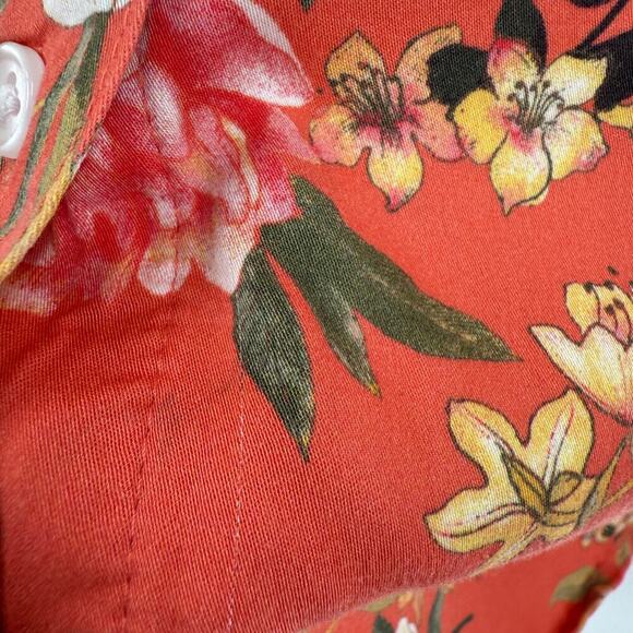 Chico's Orange Floral Button Front Casual Blouse Women's Size 12 14 - Picture 9 of 12